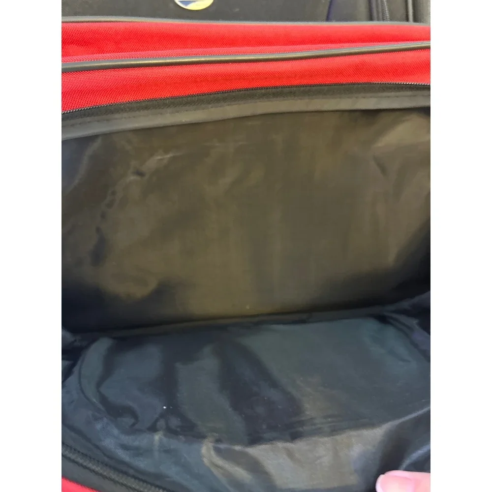 American Tourister Shoulder Bag Set 2 Pack Red Black Canvas Travel Messenger